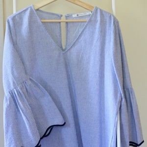 The Impeccable Pig Scalloped Bell Sleeve Blouse